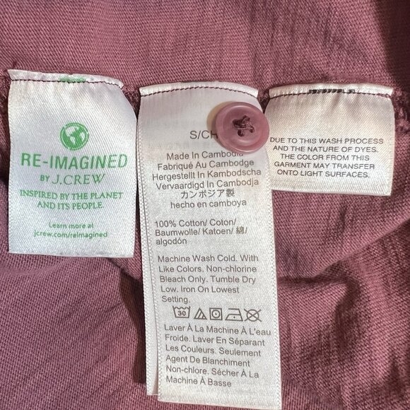 j crew Women’s Shirt Small Size Rose Button Long Sleeves 100% Cotton Pocket - Picture 4 of 8